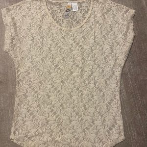 Mimi Chica Beige Lace Blouse, Size XS